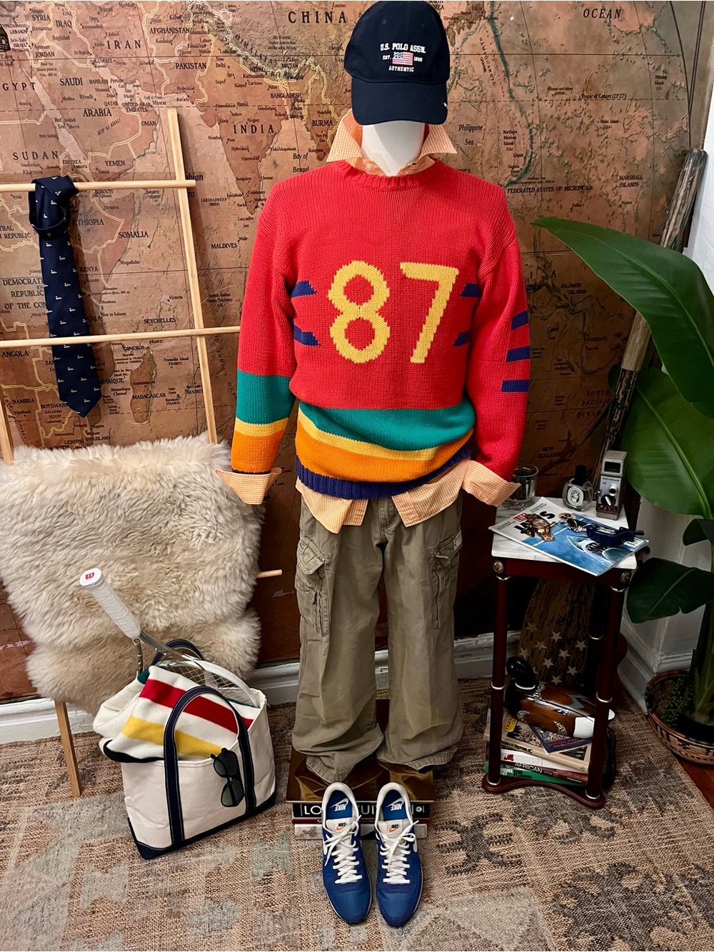 Vintage 90s IZOD Striped Knit Sweater (Small)